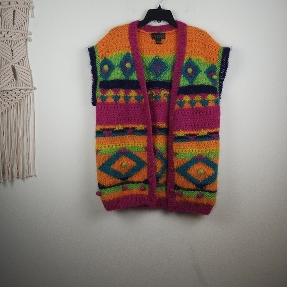 CLASSIQUES Mohair blend Multicolor Vest Size S oversized Vintage - Picture 1 of 6